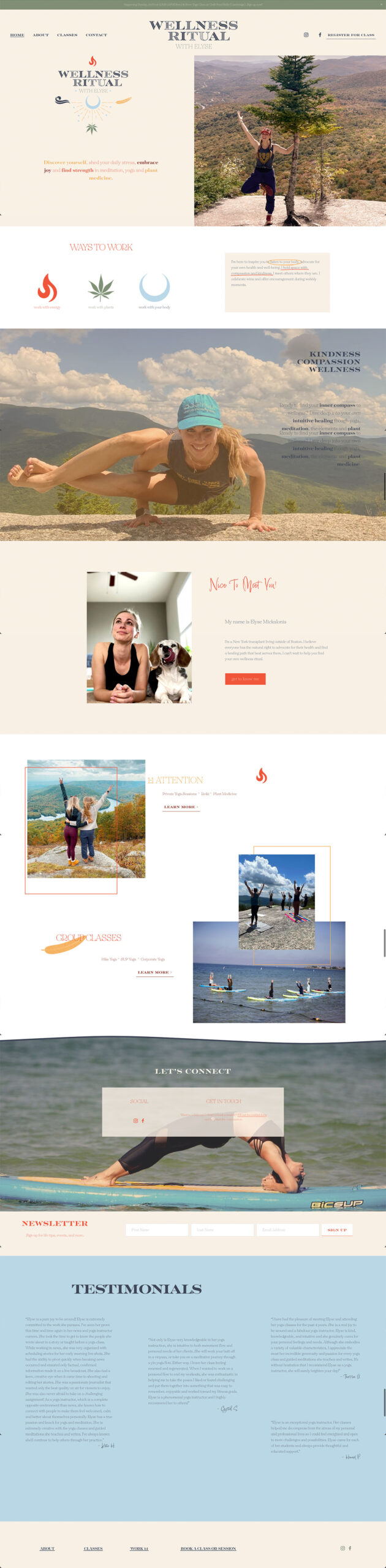 wellness ritual website long homepage image