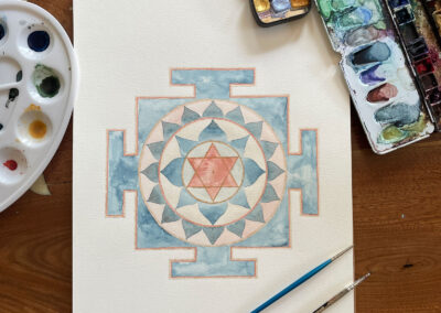 Chandra Yantra watercolor painting